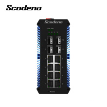 Scodeno IP50 Din-Rail Industrial Network Switch 4 SFP 8 Port Gigabit Ethernet Switch Outdoor Lan Switch